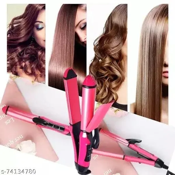 Pink_Ceramic_Premium_&_Elegant_Hair_Straightener_&_Curler_For_Adults