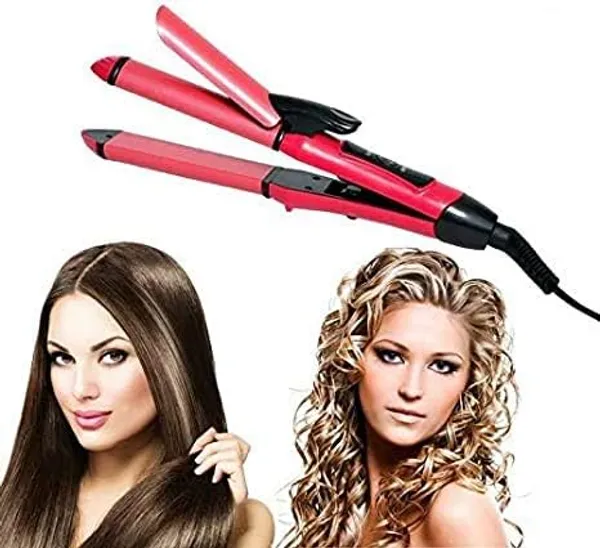 Pink_Ceramic_Premium_&_Elegant_Hair_Straightener_&_Curler_For_Adults