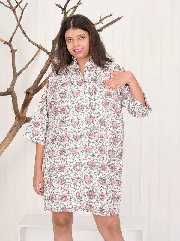 Multicolour_100%_Cotton_Block_Print_Sleep_Shirt_For_Women_|_Premium_&_Elegant_Night_Dress