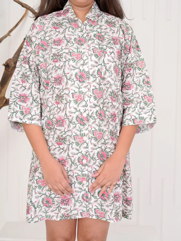 Multicolour_100%_Cotton_Block_Print_Sleep_Shirt_For_Women_|_Premium_&_Elegant_Night_Dress
