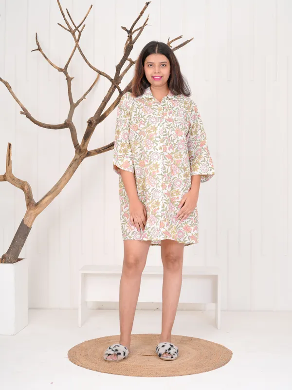 Multicolour_100%_Cotton_Block_Print_Sleep_Shirt_For_Women_|_Premium_&_Elegant_Night_Dress