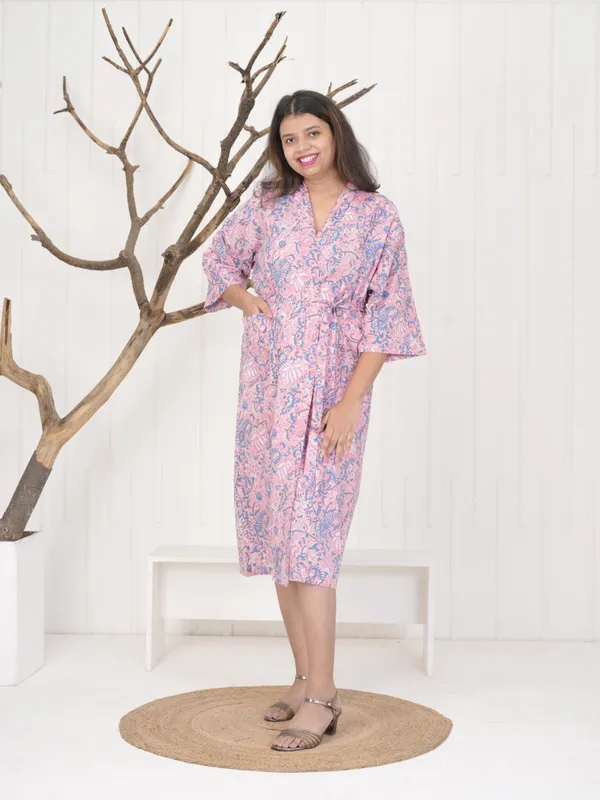Floral_Cotton_Robe:_Handmade_Block_Print_Kimono_Loungewear_For_Women