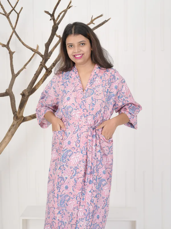 Floral_Cotton_Robe:_Handmade_Block_Print_Kimono_Loungewear_For_Women