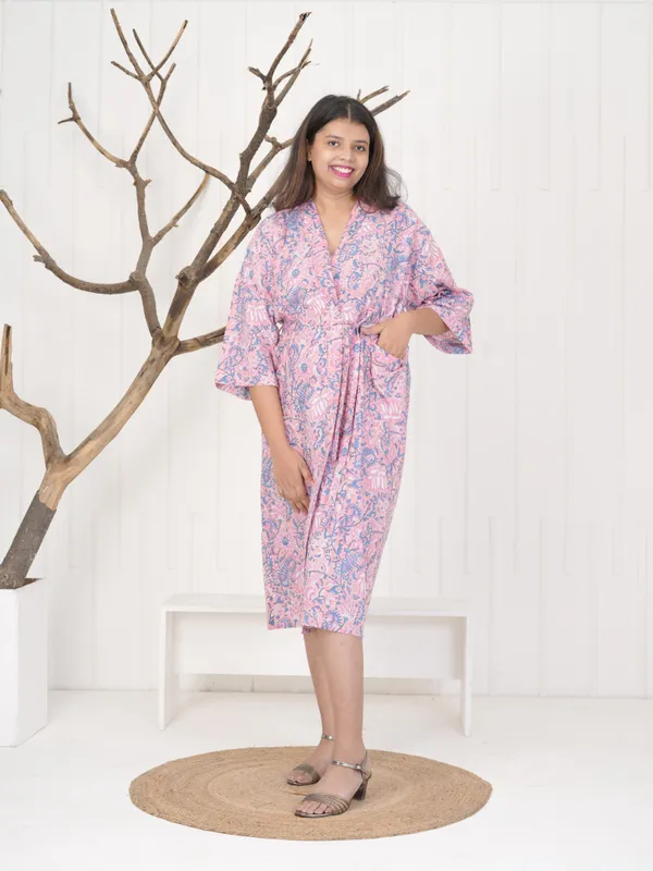 Floral_Cotton_Robe:_Handmade_Block_Print_Kimono_Loungewear_For_Women