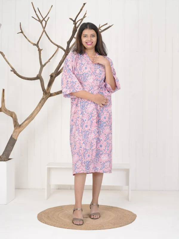 Floral_Cotton_Robe:_Handmade_Block_Print_Kimono_Loungewear_For_Women