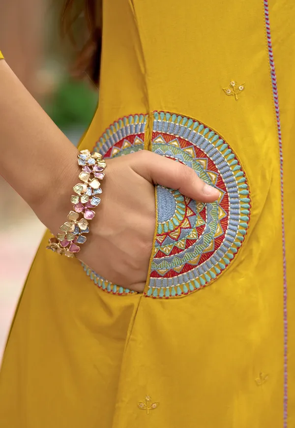 Yellow_Ethnic_Motifs_Embroidered_Regular_Thread_Work_Chanderi_Silk_Kurta_With_Palazzos_&_With_Dupatta_For_Women-_CHITRANGANA