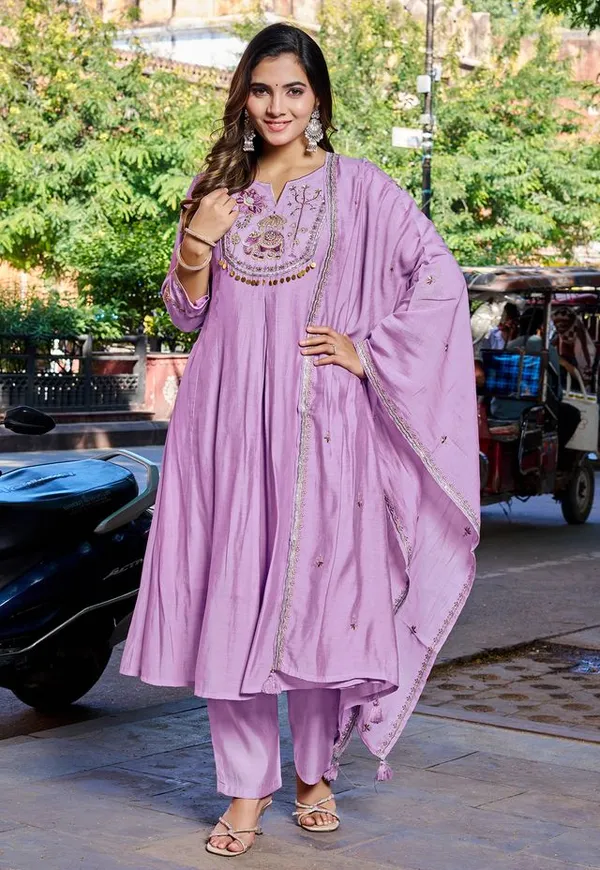 Purple_Mul_Chanderi_With_Thread_Work_&_Khatli_Work_Kurta_With_Trouser_&_With_Dupatta_For_Women-IV-1021