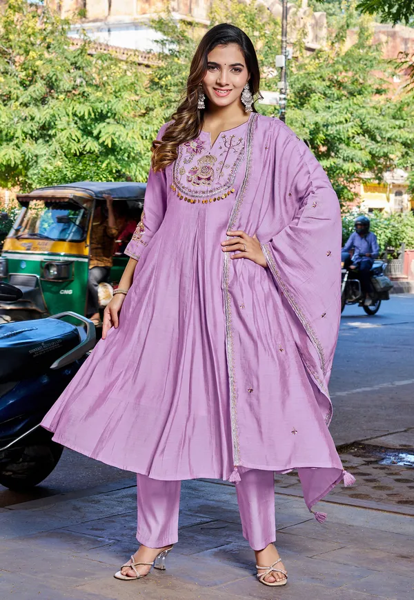 Purple_Mul_Chanderi_With_Thread_Work_&_Khatli_Work_Kurta_With_Trouser_&_With_Dupatta_For_Women-IV-1021