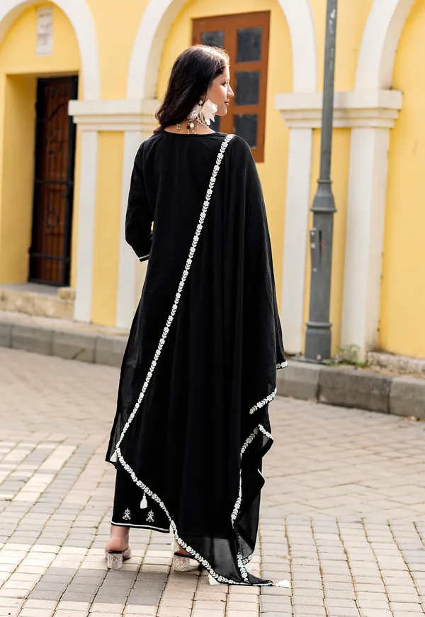Black_Salli_Pure_Cotton_Regular_Hand_&_Threadwork_Kurta_With_Trousers_&_With_Dupatta_For_Women-AARYA