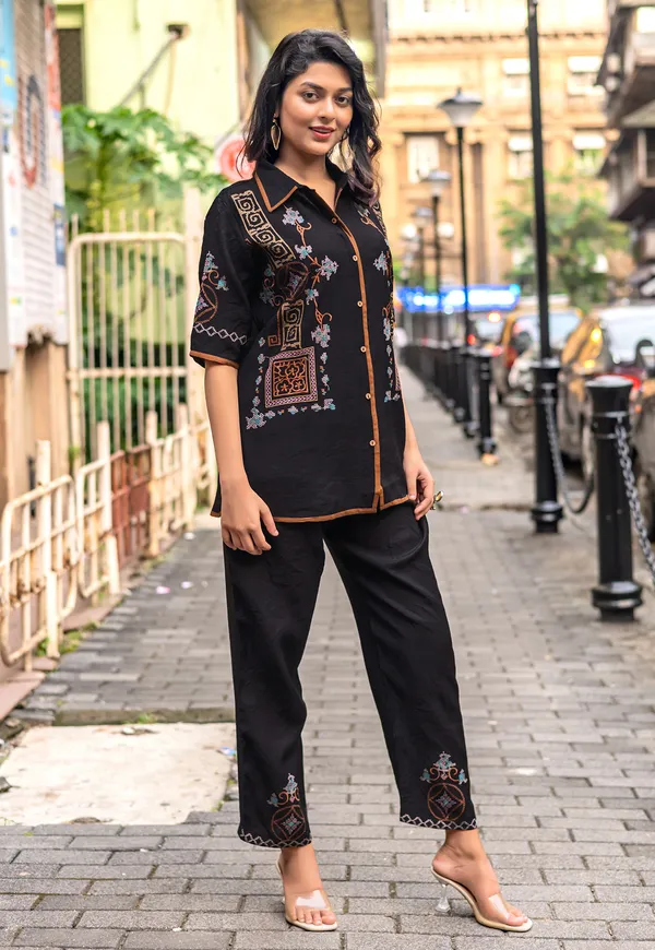 Embroidered_Shirt_Collar_Shirt_&_Trousers_Co-Ords-COOLLINE