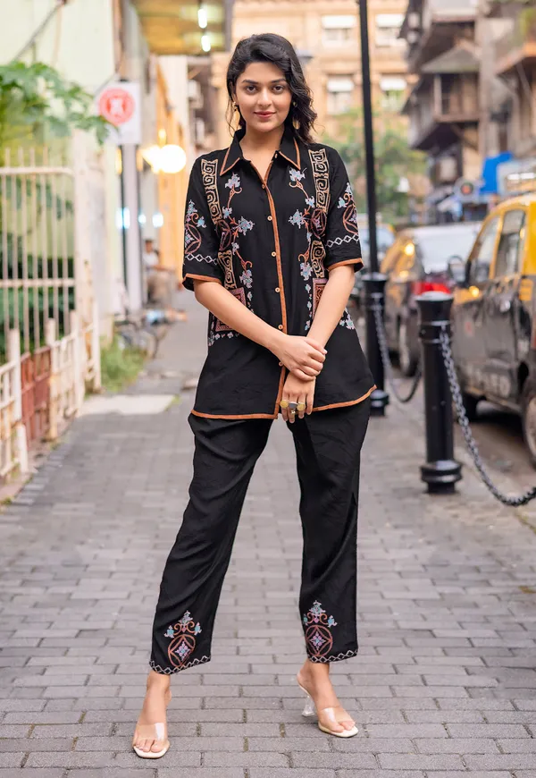 Embroidered_Shirt_Collar_Shirt_&_Trousers_Co-Ords-COOLLINE