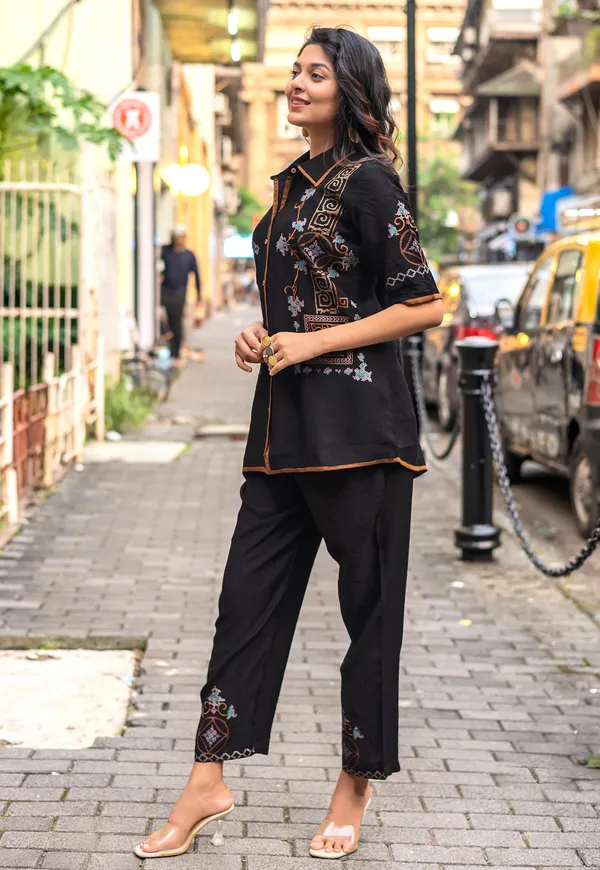 Embroidered_Shirt_Collar_Shirt_&_Trousers_Co-Ords-COOLLINE