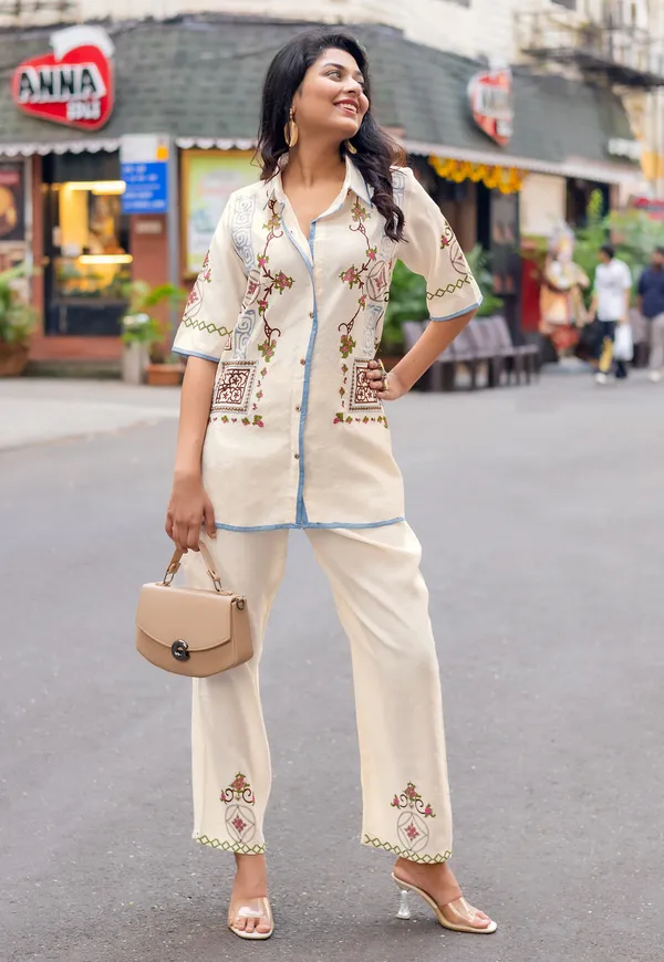 Embroidered_Shirt_Collar_Shirt_&_Trousers_Co-Ords-COOLLINE