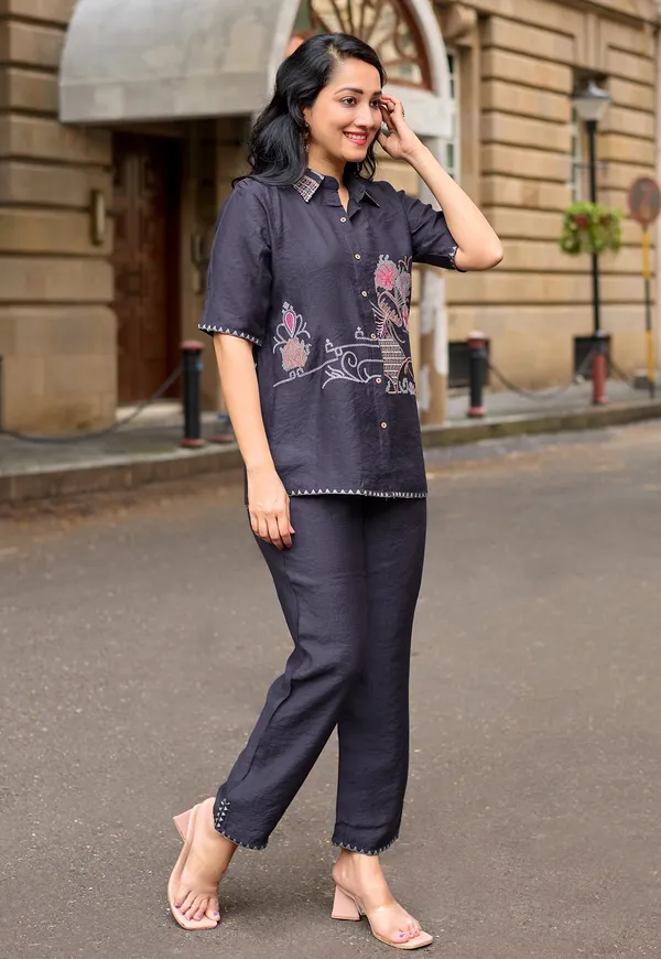 Embroidered_Shirt_Collar_Shirt_&_Trousers_Co-Ords-COOLLINE