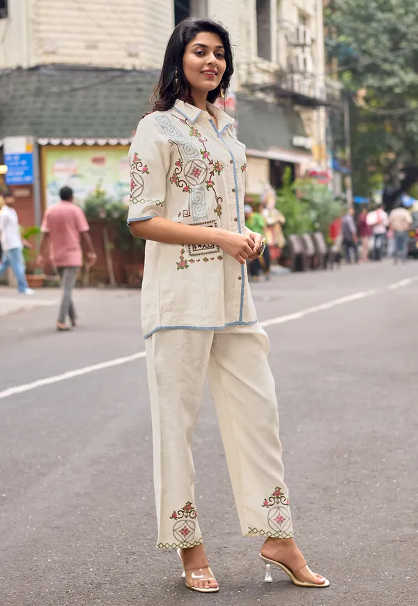 Embroidered_Shirt_Collar_Shirt_&_Trousers_Co-Ords-COOLLINE