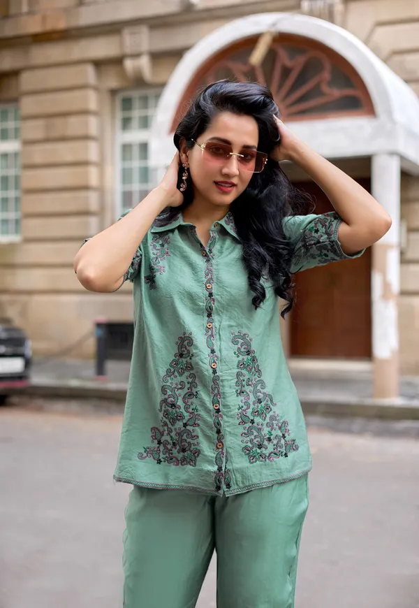 Embroidered_Shirt_Collar_Shirt_&_Trousers_Co-Ords-COOLLINE