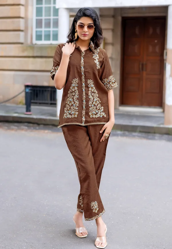 Embroidered_Shirt_Collar_Shirt_&_Trousers_Co-Ords-COOLLINE