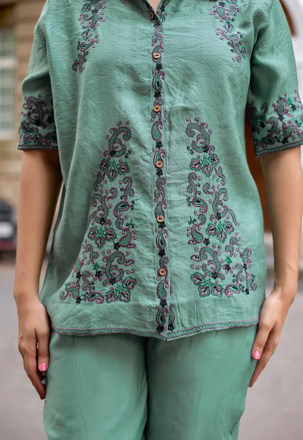 Embroidered_Shirt_Collar_Shirt_&_Trousers_Co-Ords-COOLLINE