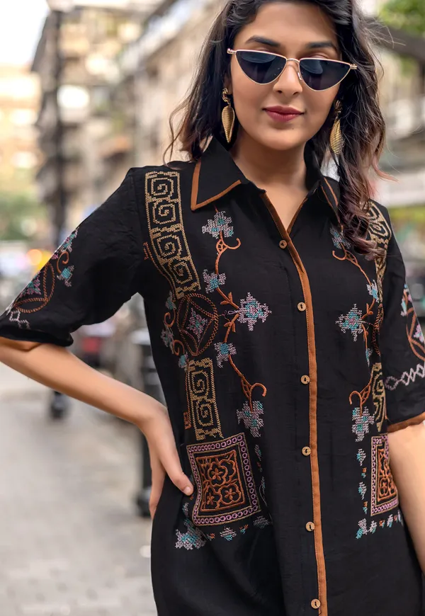 Embroidered_Shirt_Collar_Shirt_&_Trousers_Co-Ords-COOLLINE