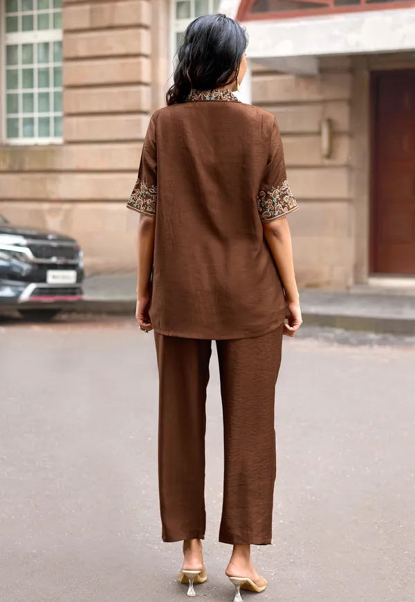 Embroidered_Shirt_Collar_Shirt_&_Trousers_Co-Ords-COOLLINE