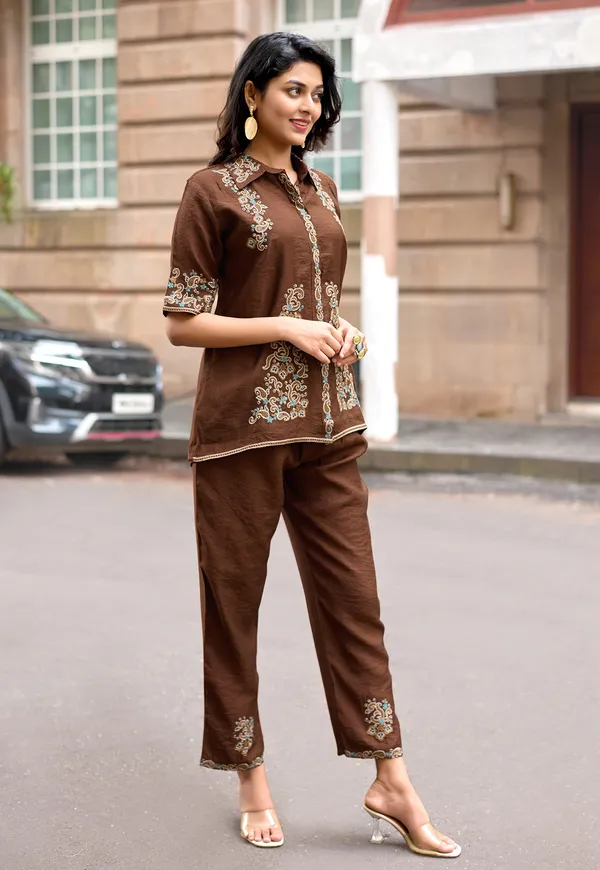 Embroidered_Shirt_Collar_Shirt_&_Trousers_Co-Ords-COOLLINE