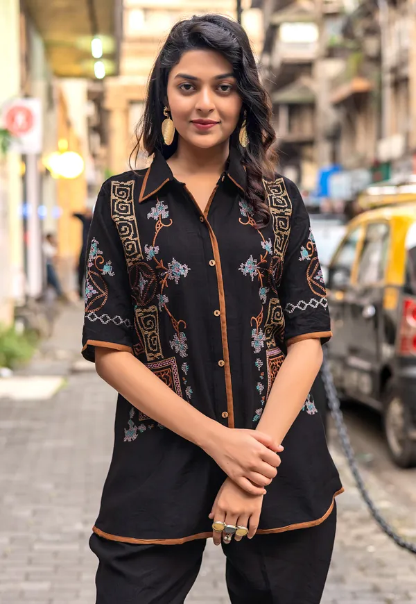 Embroidered_Shirt_Collar_Shirt_&_Trousers_Co-Ords-COOLLINE