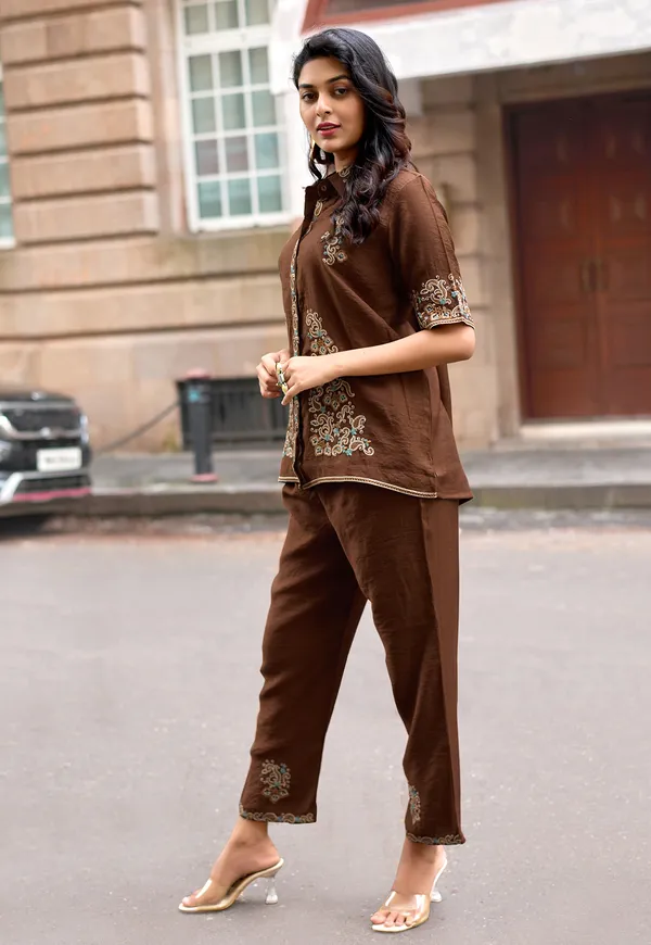 Embroidered_Shirt_Collar_Shirt_&_Trousers_Co-Ords-COOLLINE