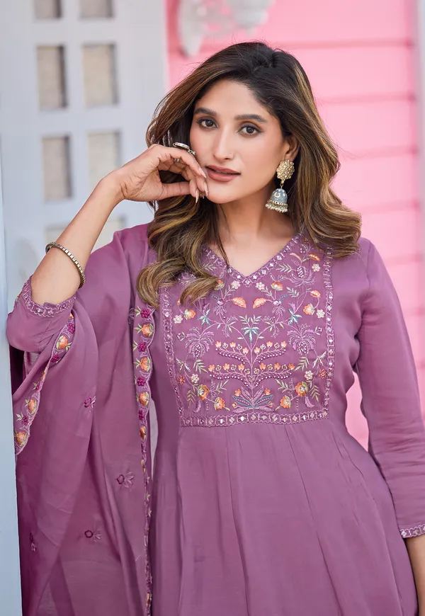 Floral_Embroidered_Thread_Work_Chanderi_Silk_Kurta_with_Palazzos_&_With_Dupatta-KS-193