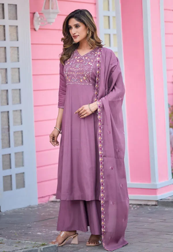 Floral_Embroidered_Thread_Work_Chanderi_Silk_Kurta_with_Palazzos_&_With_Dupatta-KS-193