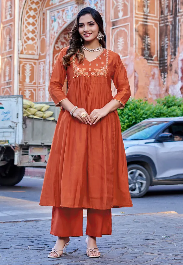 Orange_Mul_Chanderi_With_Thread_Work_&_Khatli_Work_Kurta_With_Trouser_&_With_Dupatta_For_Women-IV-1019