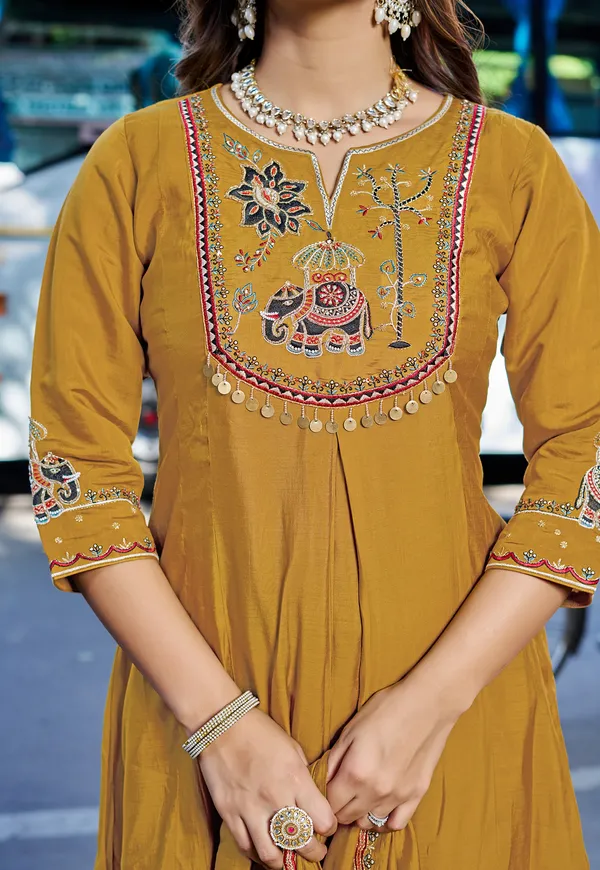 Yellow_Mul_Chanderi_With_Thread_Work_&_Khatli_Work_Kurta_With_Trouser_&_With_Dupatta_For_Women-IV-1020