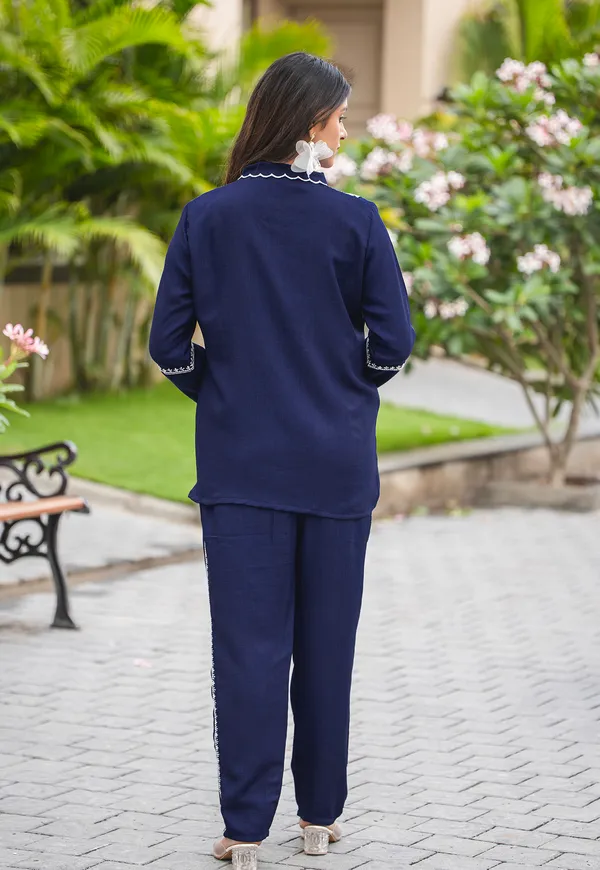 Blue_Viscose_Slub_Shirt_With_Trouser_Co-Ords_For_Women-IRIS