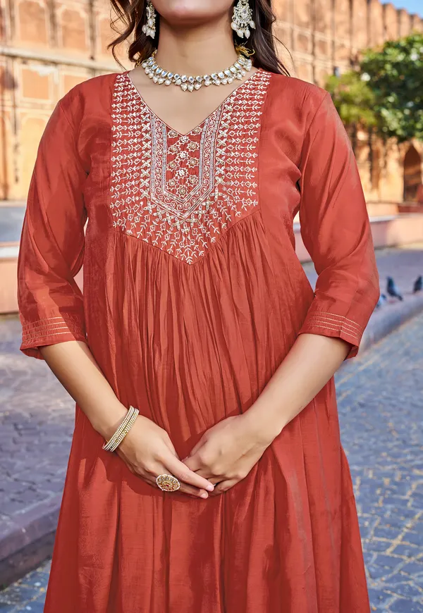 Red_Mul_Chanderi_With_Thread_Work_&_Khatli_Work_Kurta_With_Trouser_&_With_Dupatta_For_Women-IV-1014