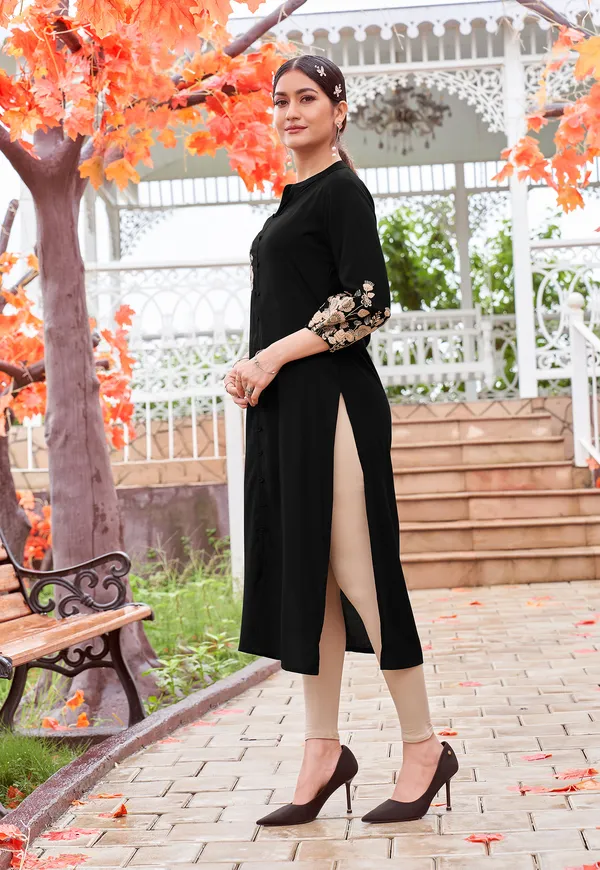 Black_Embroidered_&_Rayon_Straight_Kurti_For_Women-MEHER