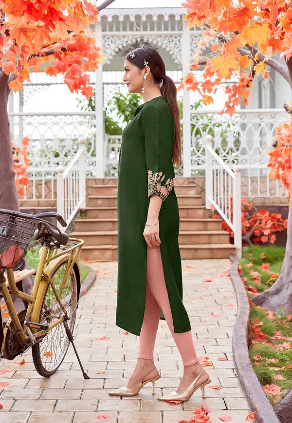 Green_Embroidered_&_Rayon_Straight_Kurti_For_Women-MEHER