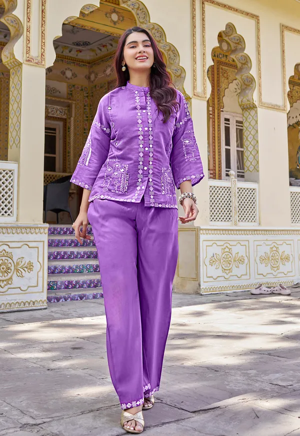 Mull_Chanderi_Thread_Work_Top_With_Trousers_Co-Ords-KS-229