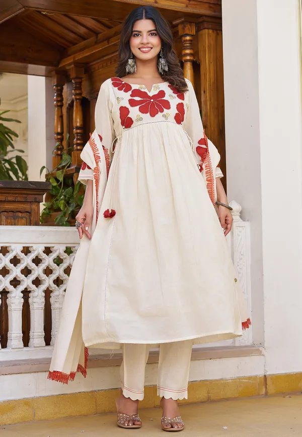 White_Mul_Chanderi_With_Thread_Work_&_Khatli_Work_Kurta_With_Trouser_&_With_Dupatta_For_Women-IV-1031