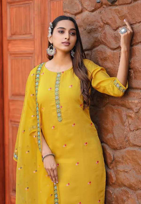 Yellow_Modal_Silk_Straight_Kurta_With_Pant_And_Dupatta_Suit_Set_For_Women-SAANJ