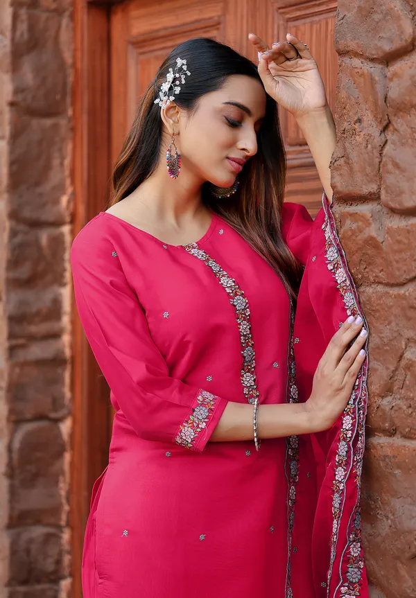 Pink_Modal_Silk_Straight_Kurta_With_Pant_And_Dupatta_Suit_Set_For_Women-SAANJ