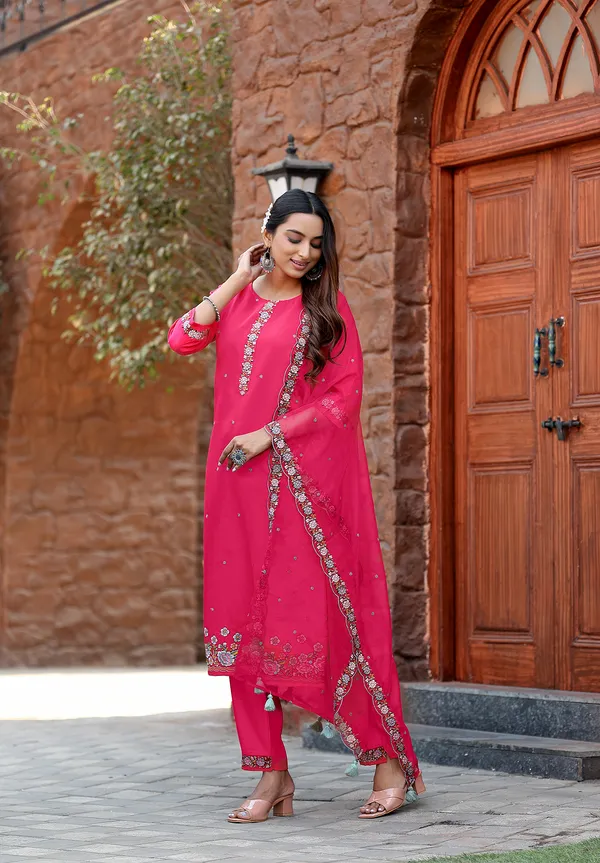 Pink_Modal_Silk_Straight_Kurta_With_Pant_And_Dupatta_Suit_Set_For_Women-SAANJ