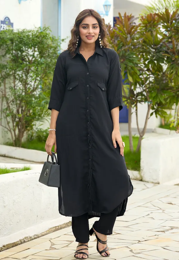 Shirt_Collar_Straight_Tunic_With_Trousers_Co-Ords_Set-CL-8079