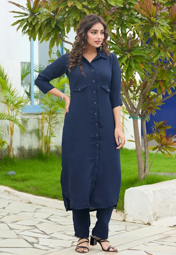 Shirt_Collar_Straight_Tunic_With_Trousers_Co-Ords_Set-CL-8080