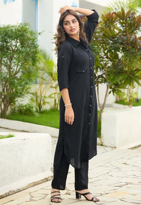 Shirt_Collar_Straight_Tunic_With_Trousers_Co-Ords_Set-CL-8079