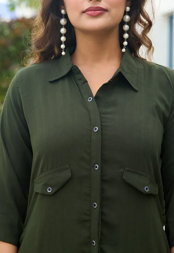 Shirt_Collar_Straight_Tunic_With_Trousers_Co-Ords_Set-CL-8078