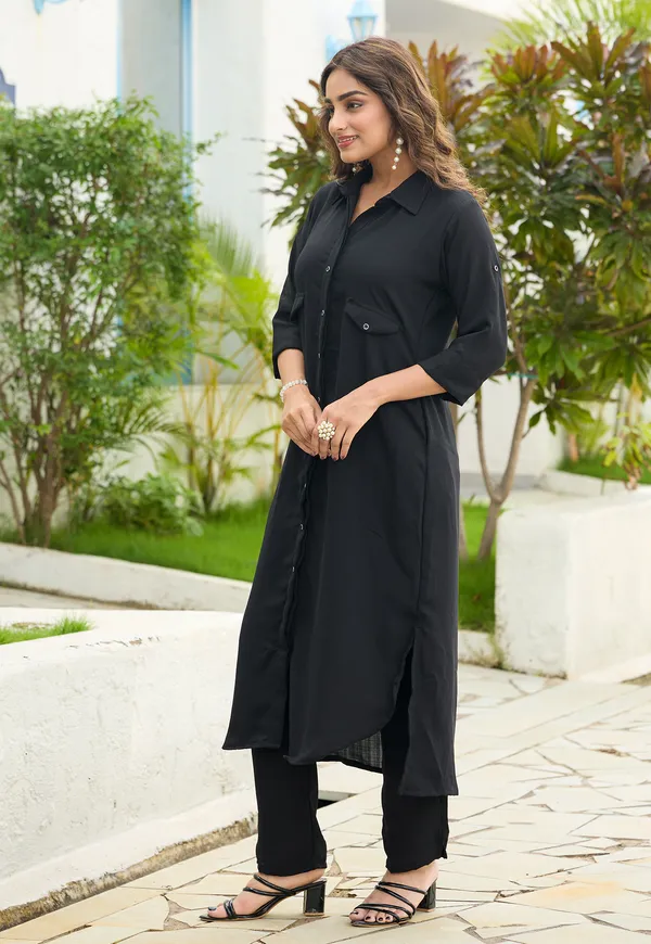Shirt_Collar_Straight_Tunic_With_Trousers_Co-Ords_Set-CL-8079