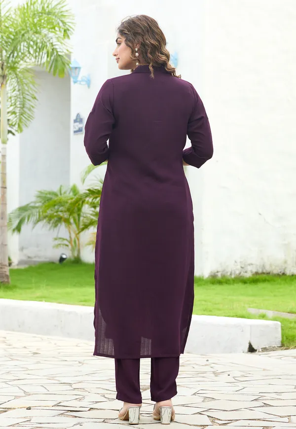 Shirt_Collar_Straight_Tunic_With_Trousers_Co-Ords_Set-CL-8076