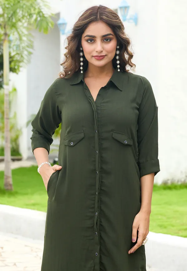 Shirt_Collar_Straight_Tunic_With_Trousers_Co-Ords_Set-CL-8078