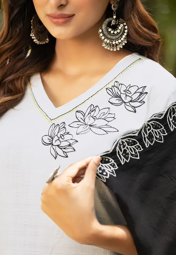 White_Thread_&_Hand_Work_Viscose_Weaving_Kurta_With_Trouser_&_Dupatta_For_Women-ELITE