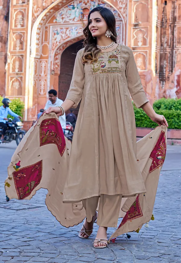 Women_Ethnic_Motifs_Embroidered_Empire_Thread_Work_Chanderi_Cotton_Kurta_with_Trousers_&_With_Dupatta-IV-1009