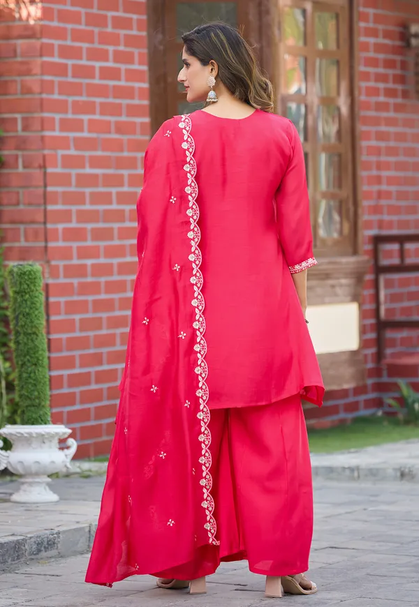 Women_Ethnic_Motifs_Embroidered_Tiered_Thread_Work_Chanderi_Silk_Kurta_with_Palazzos_&_With_Dupatta-KS-191